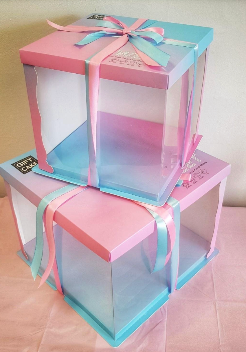 Half Transparent Cake Box Pink /Blue