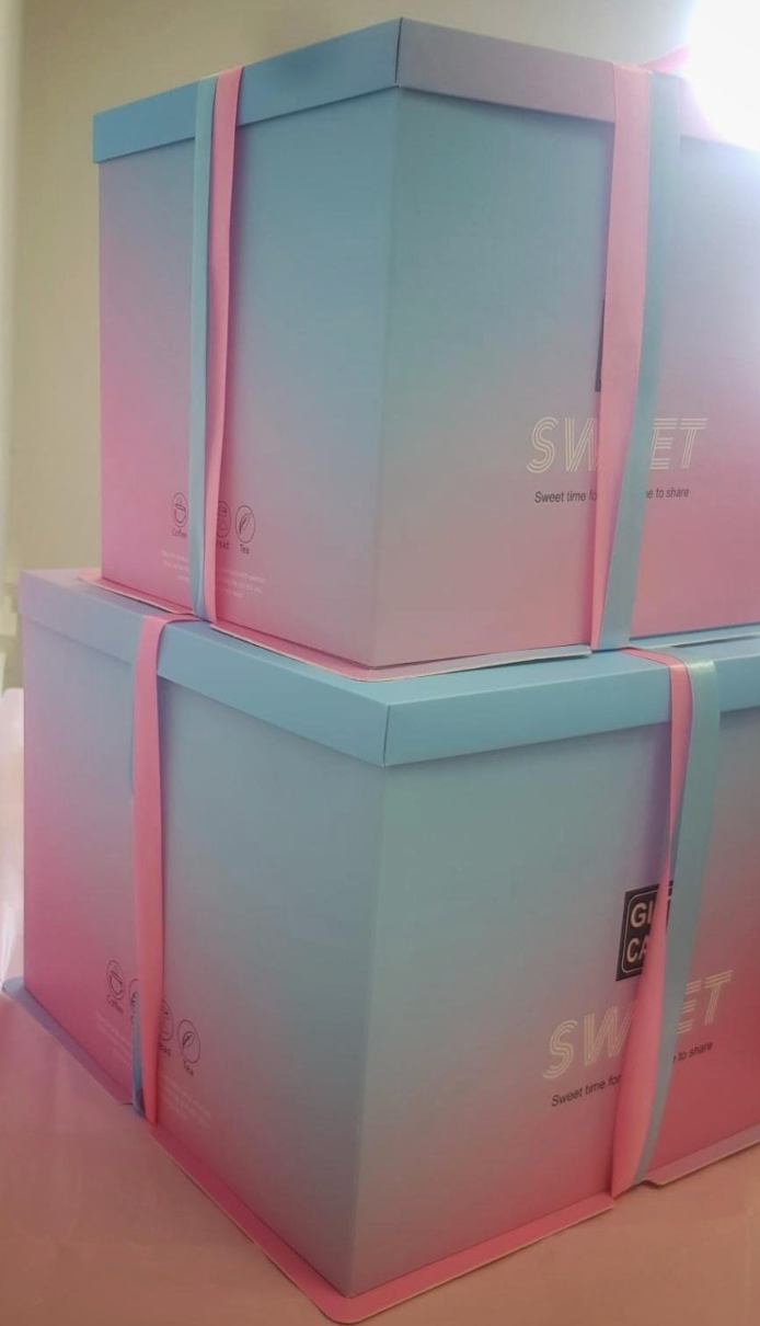 Half Transparent Cake Box Pink /Blue