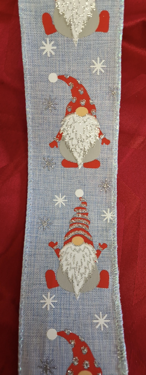 Nordic Santa Christmas Ribbon Ice Blue