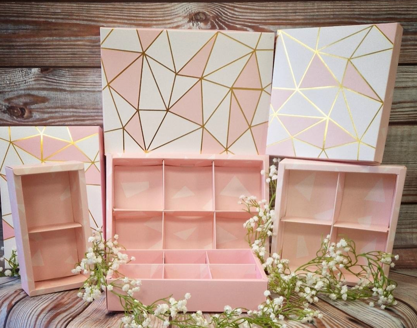 Pink Aztec Chocolate/Treat boxes x 5