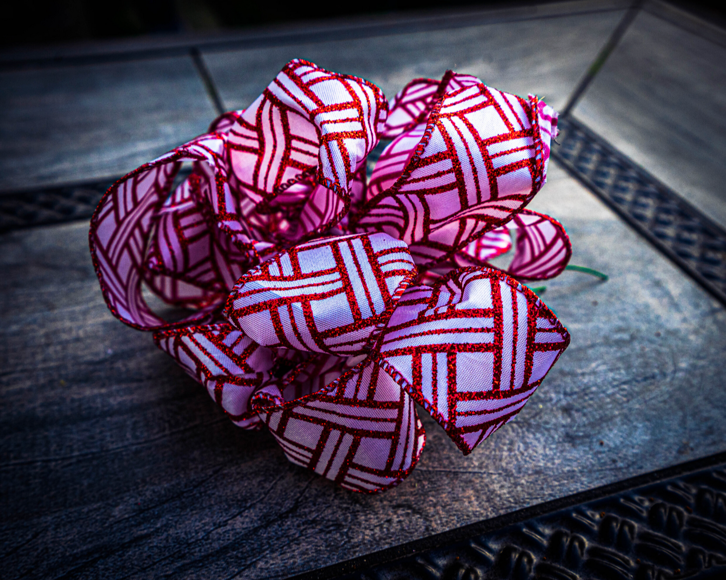 Red and White Wired Ribbon