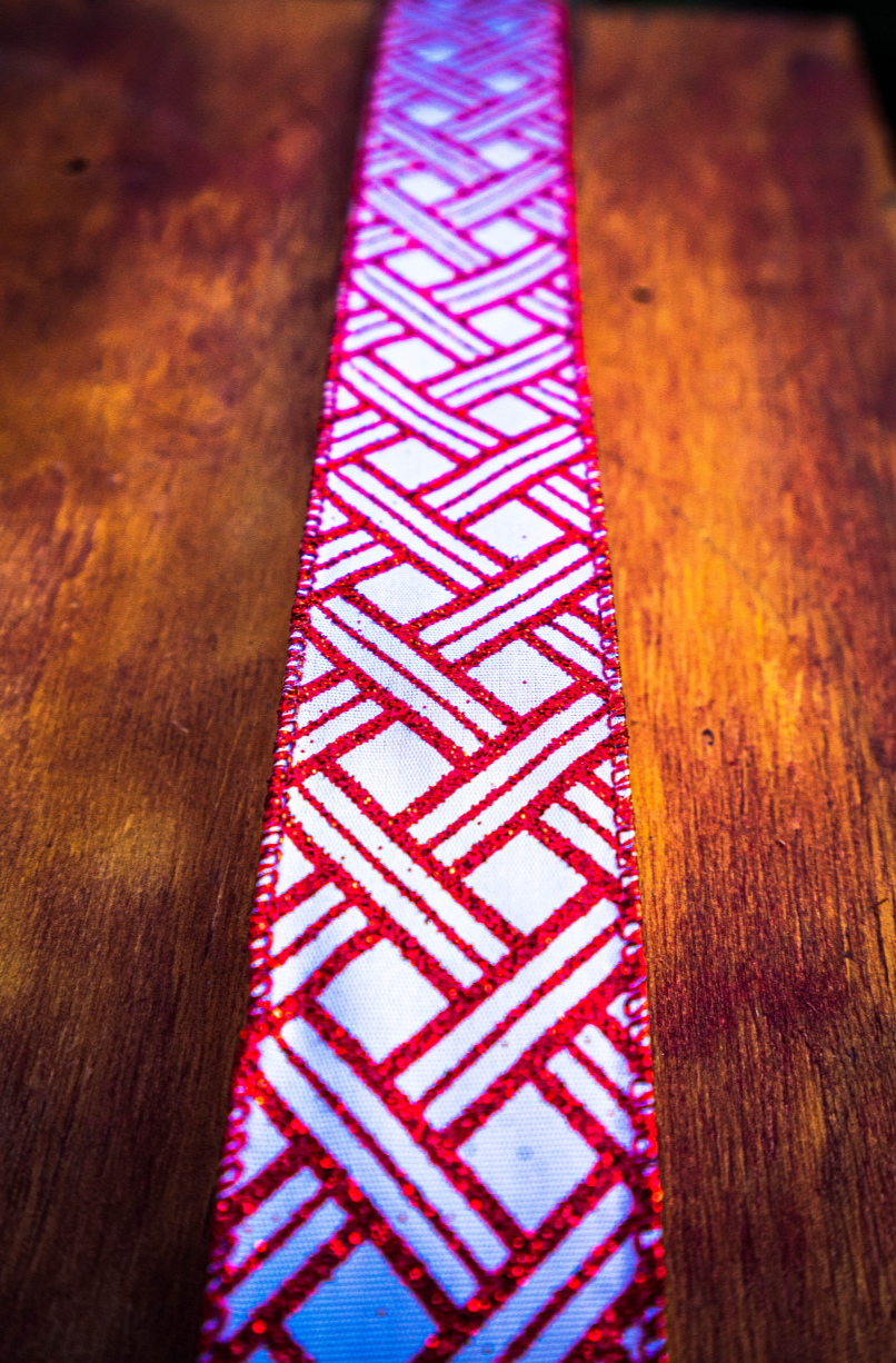 Red and White Wired Ribbon