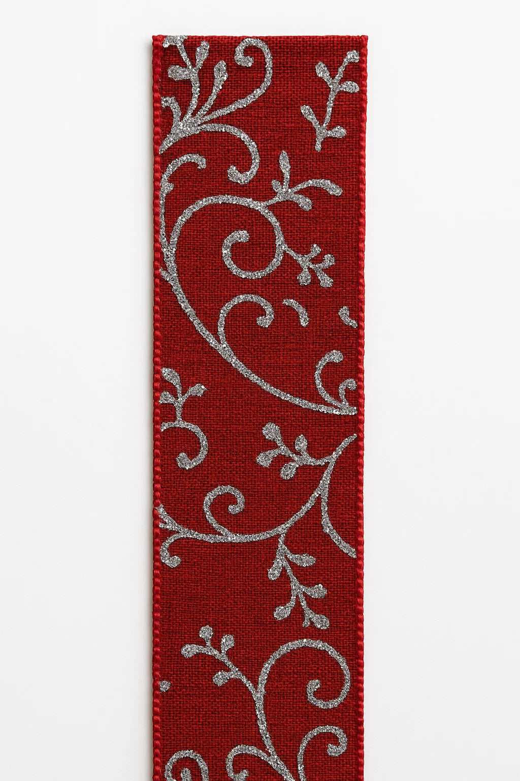 Gold Lurex Leaf Scroll Hessian Ribbon