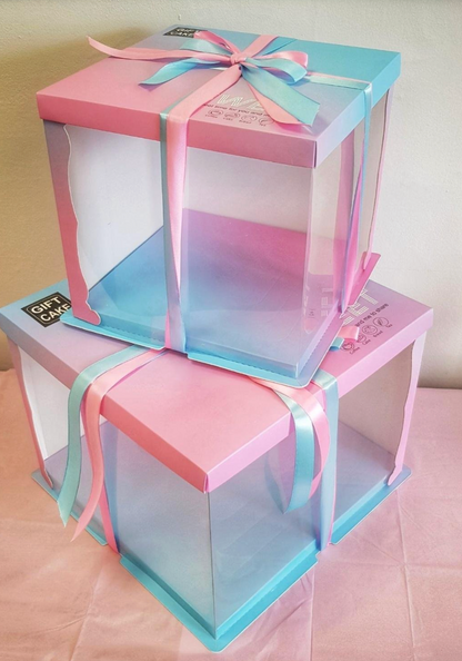 Half Transparent Cake Box Pink /Blue