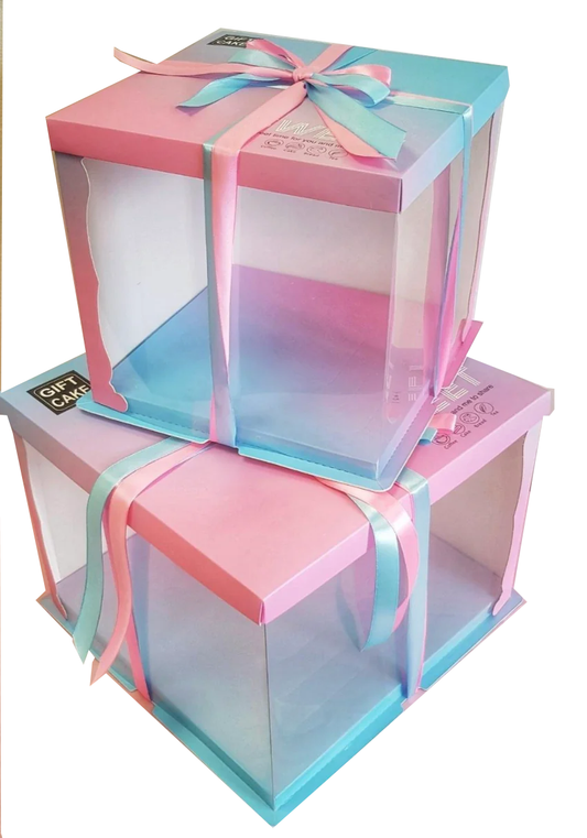 Half Transparent Cake Box Pink /Blue