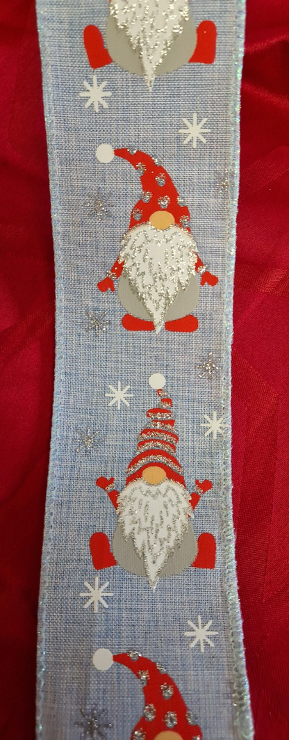 Nordic Santa Christmas Ribbon Ice Blue