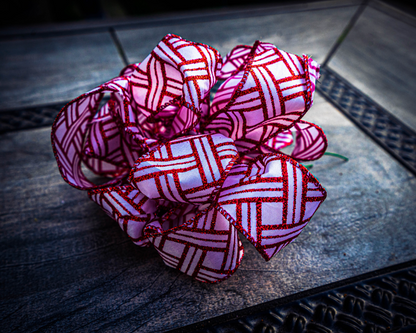 Red and White Wired Ribbon