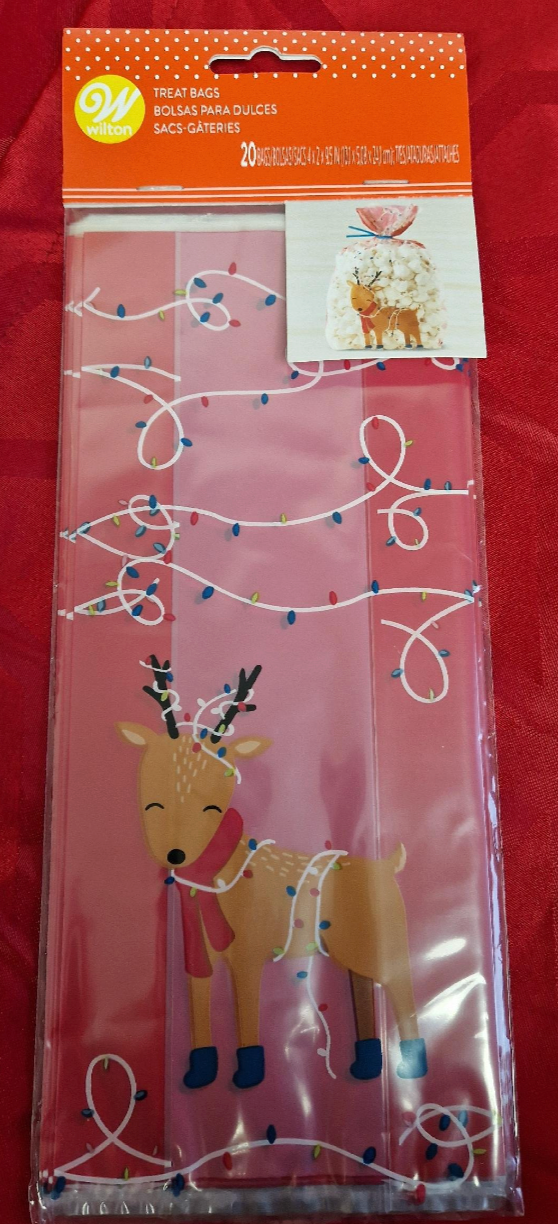 Wilton Reindeer Sweet and Candy Treat Bags With Ties x 20