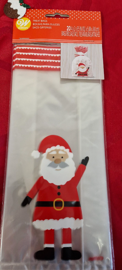 Santa Party Treat Sweet Candy Bags and Ties x 20