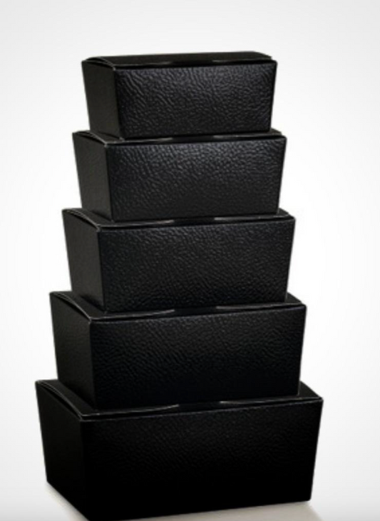 Black Leather Ballotin Boxes with Gold Insides x 5