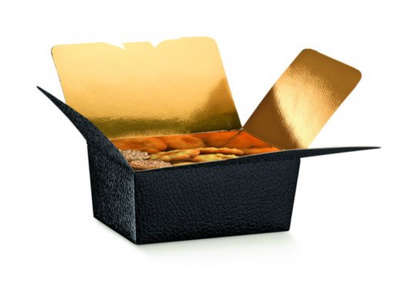 Black Leather Ballotin Boxes with Gold Insides x 5