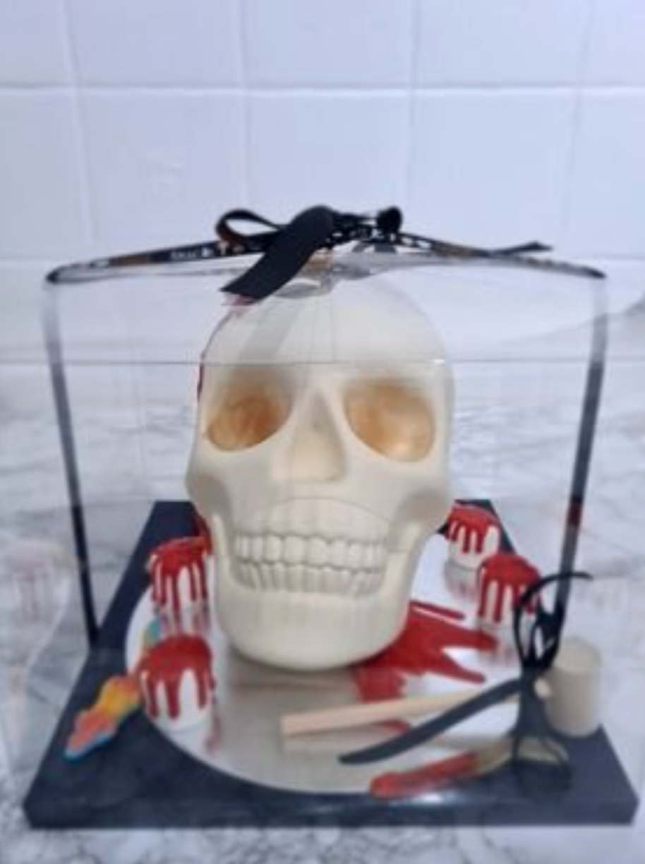 Skull in Halloween Decorated Cake Box