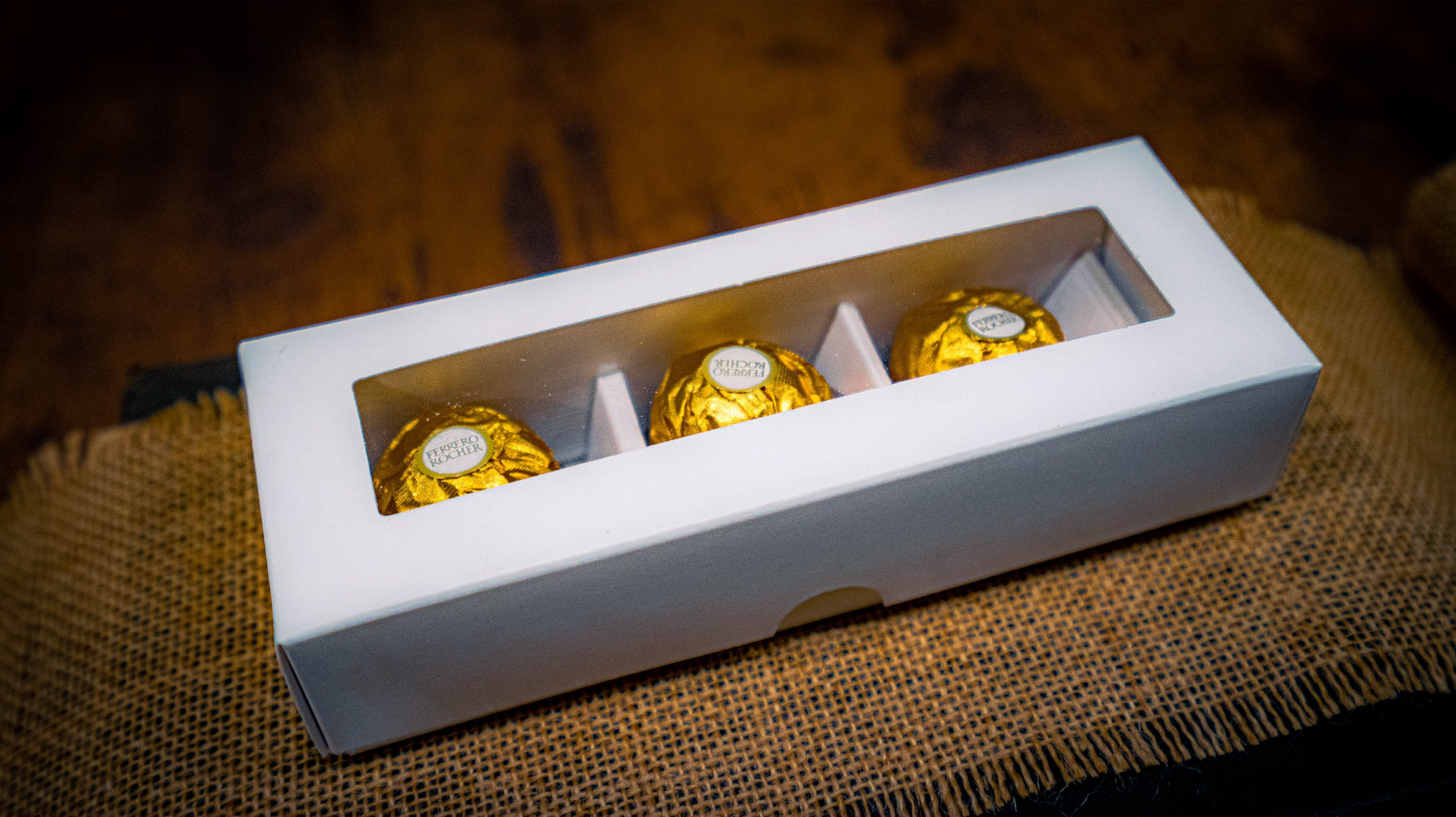 White Window Truffle Box w/ 3 Piece Divider x 5