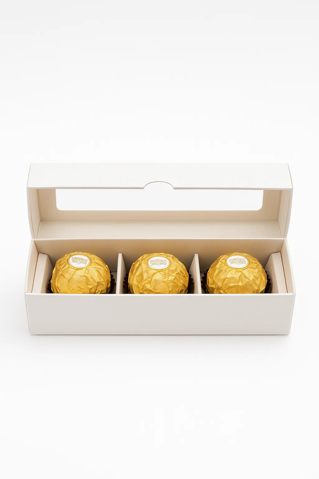 White Window Truffle Box w/ 3 Piece Divider x 5