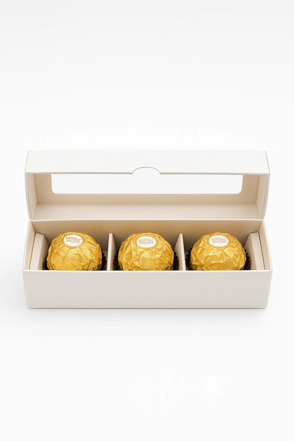 White Window Truffle Box w/ 3 Piece Divider x 5