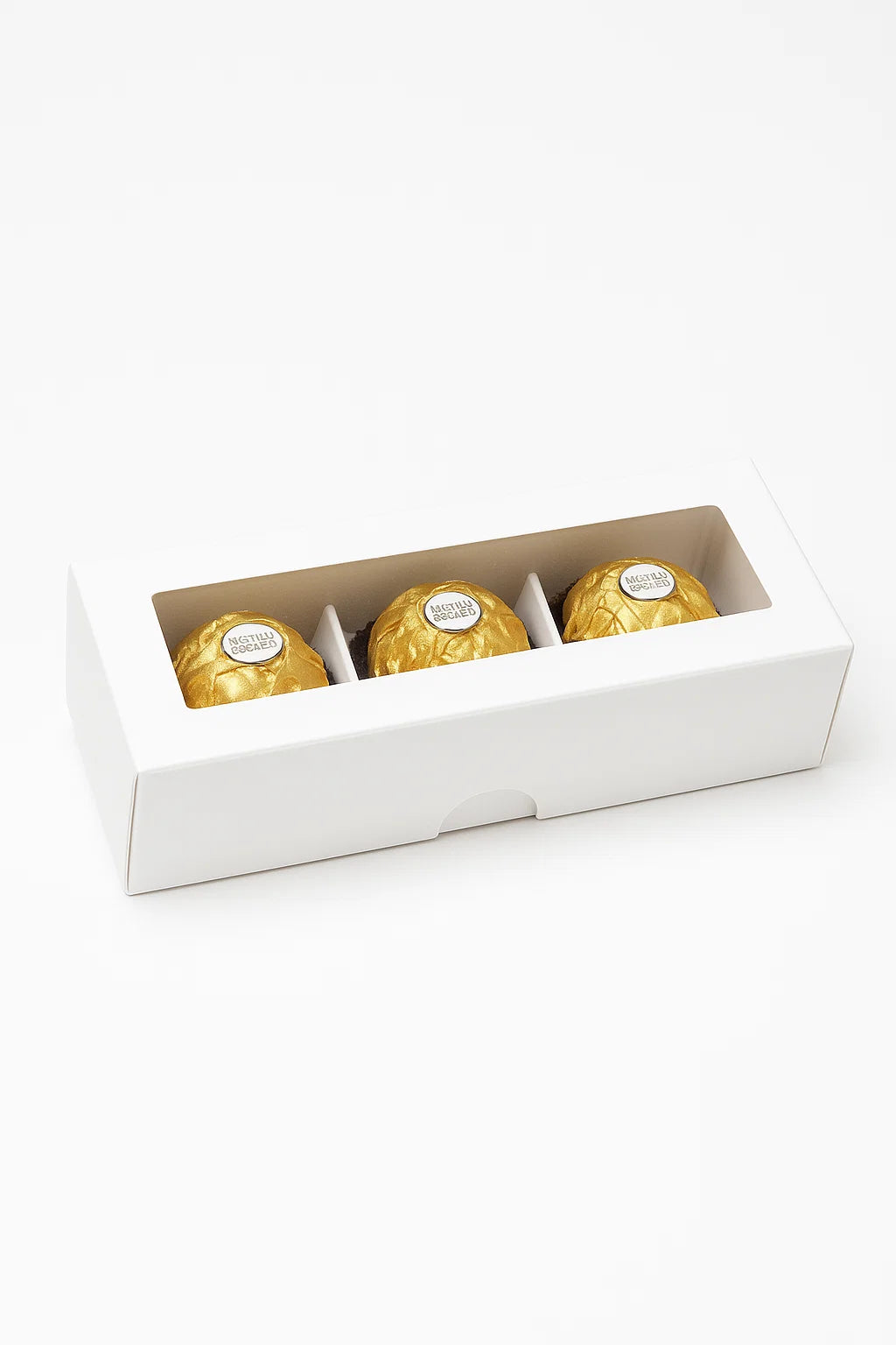 White Window Truffle Box w/ 3 Piece Divider x 5