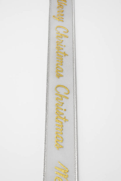 "Merry Christmas" Organza Wired Edge Ribbon