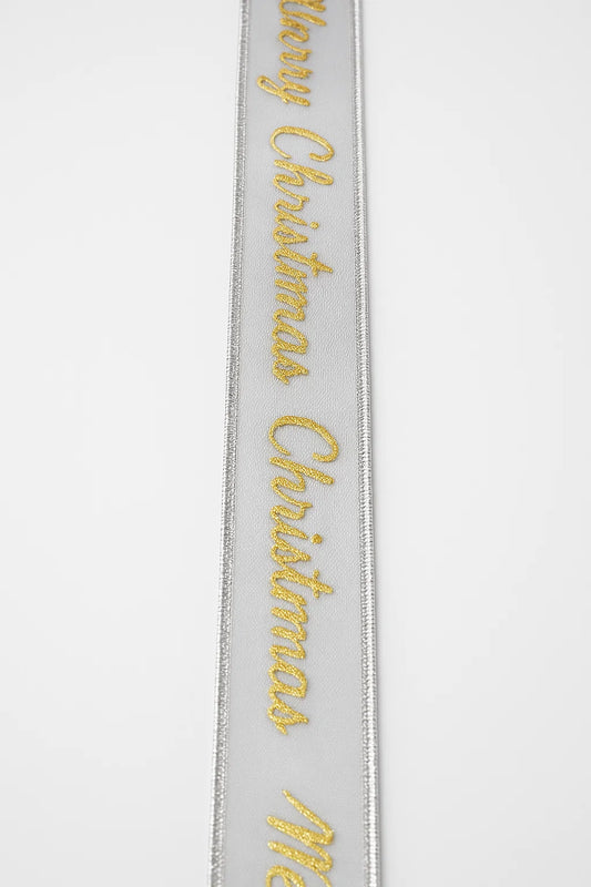 "Merry Christmas" Organza Wired Edge Ribbon