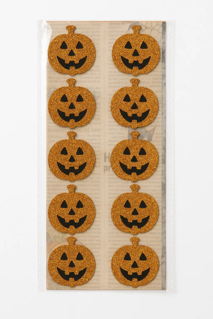 Halloween Pumpkin Glitter Stickers x 10