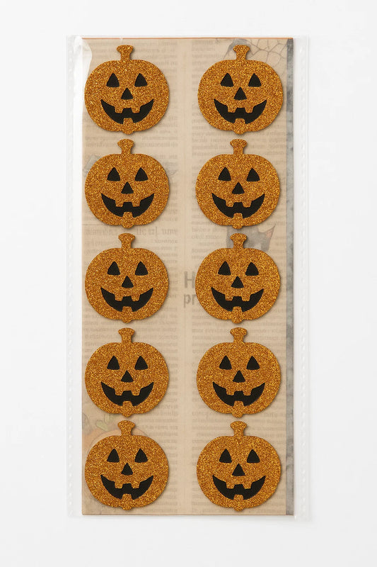 Halloween Pumpkin Glitter Stickers x 10