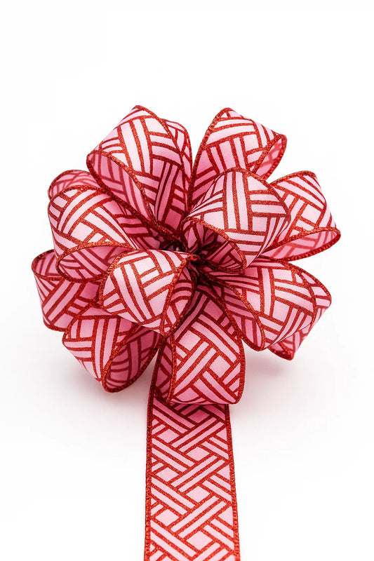 Red and White Wired Ribbon