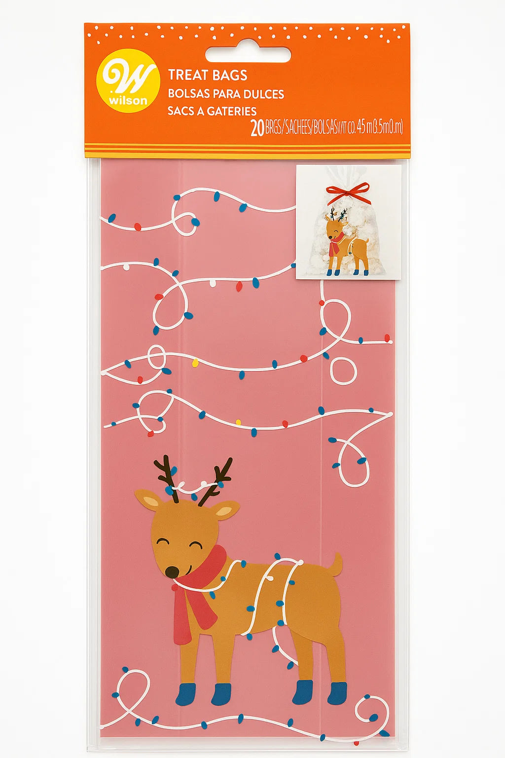 Wilton Reindeer Sweet and Candy Treat Bags With Ties x 20