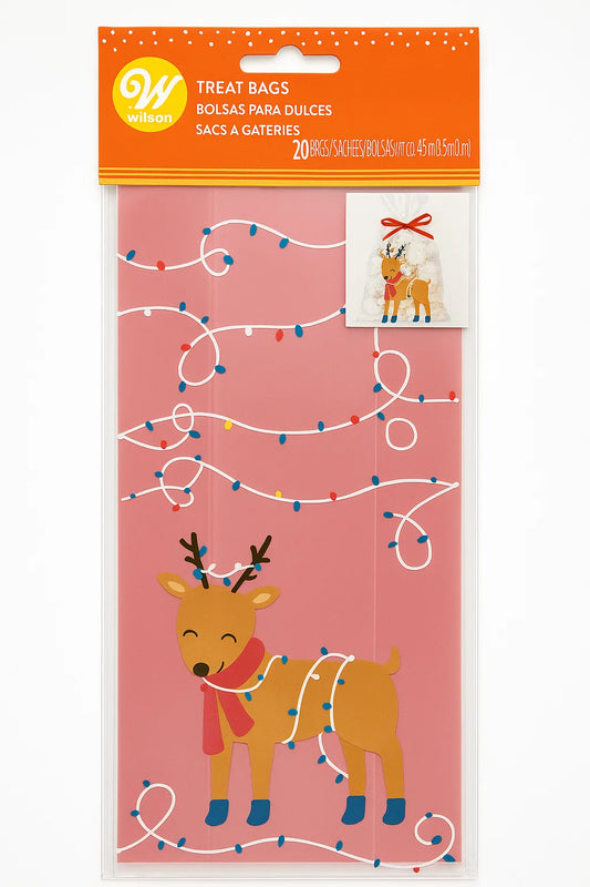 Wilton Reindeer Sweet and Candy Treat Bags With Ties x 20
